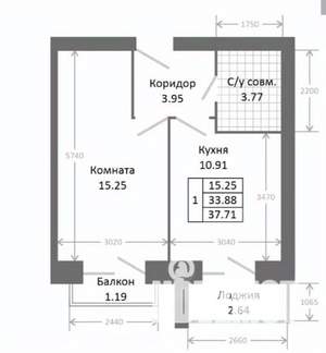 1-к квартира, строящийся дом, 38м2, 4/5 этаж