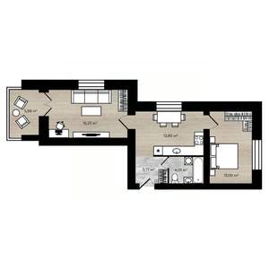 2-к квартира, строящийся дом, 53м2, 6/9 этаж