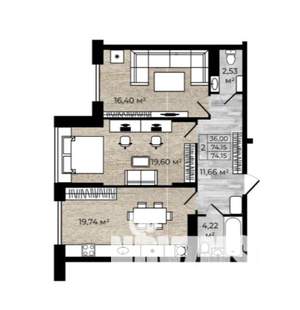 2-к квартира, строящийся дом, 76м2, 2/8 этаж