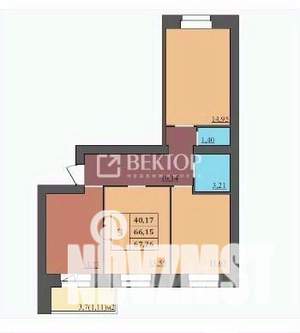 3-к квартира, вторичка, 67м2, 2/9 этаж