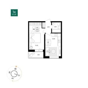 1-к квартира, вторичка, 36м2, 6/17 этаж