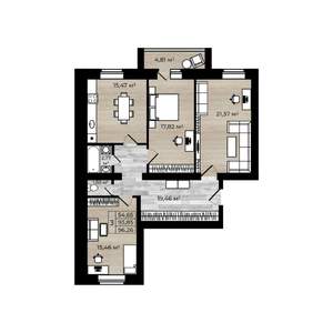 3-к квартира, вторичка, 96м2, 2/5 этаж