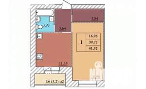 1-к квартира, строящийся дом, 41м2, 5/5 этаж