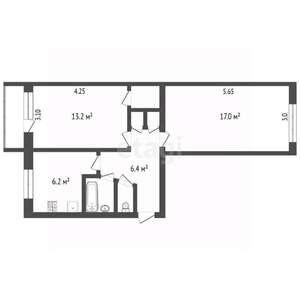 2-к квартира, вторичка, 48м2, 3/5 этаж