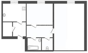 2-к квартира, вторичка, 53м2, 1/2 этаж