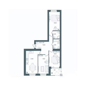 3-к квартира, строящийся дом, 92м2, 8/16 этаж