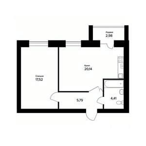 1-к квартира, вторичка, 49м2, 5/5 этаж