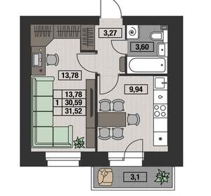 1-к квартира, вторичка, 32м2, 8/8 этаж