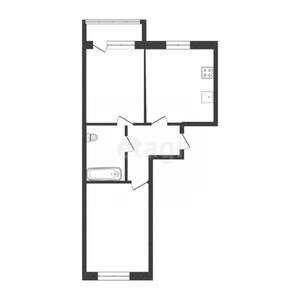 2-к квартира, вторичка, 55м2, 1/4 этаж