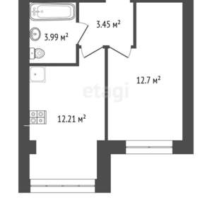 1-к квартира, вторичка, 33м2, 5/12 этаж