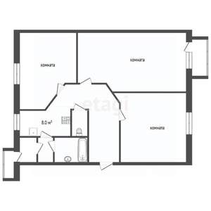 3-к квартира, вторичка, 59м2, 4/4 этаж