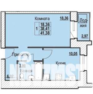 1-к квартира, строящийся дом, 41м2, 6/10 этаж