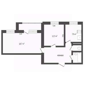 2-к квартира, вторичка, 43м2, 5/10 этаж