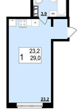 Студия квартира, вторичка, 29м2, 3/10 этаж
