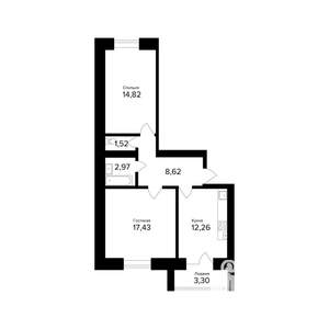 2-к квартира, вторичка, 59м2, 4/5 этаж
