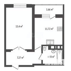 1-к квартира, вторичка, 41м2, 7/12 этаж