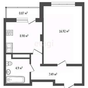 1-к квартира, вторичка, 38м2, 2/10 этаж