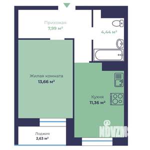 1-к квартира, вторичка, 39м2, 4/18 этаж