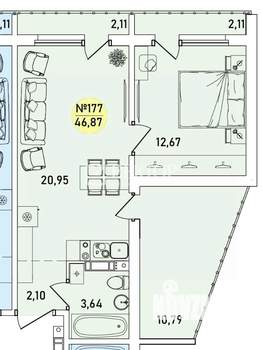 2-к квартира, вторичка, 47м2, 3/9 этаж