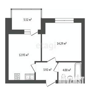 1-к квартира, вторичка, 38м2, 1/8 этаж