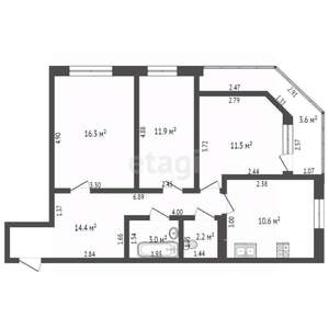 3-к квартира, вторичка, 74м2, 14/18 этаж