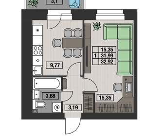 1-к квартира, вторичка, 33м2, 2/8 этаж
