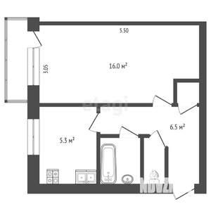 1-к квартира, вторичка, 33м2, 2/2 этаж