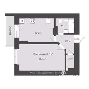 1-к квартира, сданный дом, 43м2, 20/20 этаж