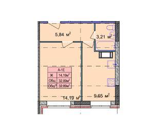 1-к квартира, строящийся дом, 33м2, 2/18 этаж