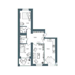 3-к квартира, строящийся дом, 82м2, 3/16 этаж