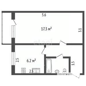 1-к квартира, вторичка, 31м2, 5/5 этаж