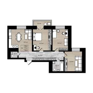 3-к квартира, вторичка, 79м2, 6/12 этаж