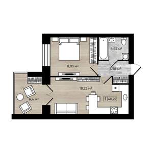 1-к квартира, вторичка, 40м2, 2/4 этаж