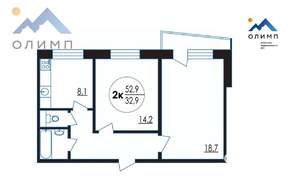 2-к квартира, вторичка, 53м2, 2/9 этаж