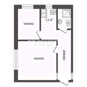2-к квартира, вторичка, 36м2, 2/2 этаж