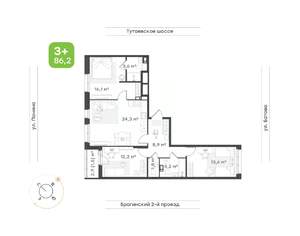 3-к квартира, вторичка, 86м2, 3/18 этаж