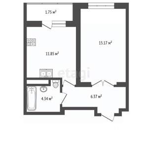 1-к квартира, вторичка, 39м2, 3/12 этаж