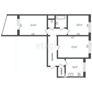 3-к квартира, вторичка, 87м2, 1/10 этаж