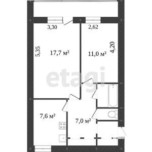 2-к квартира, вторичка, 49м2, 2/5 этаж