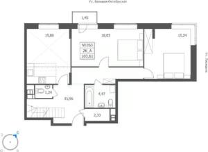 3-к квартира, вторичка, 104м2, 11/11 этаж