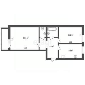 2-к квартира, вторичка, 54м2, 1/5 этаж