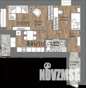 2-к квартира, вторичка, 54м2, 14/15 этаж