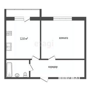 1-к квартира, вторичка, 42м2, 8/10 этаж