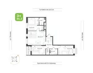 3-к квартира, вторичка, 86м2, 9/18 этаж