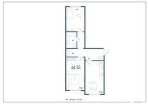 2-к квартира, вторичка, 55м2, 7/17 этаж