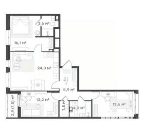 3-к квартира, вторичка, 86м2, 3/18 этаж