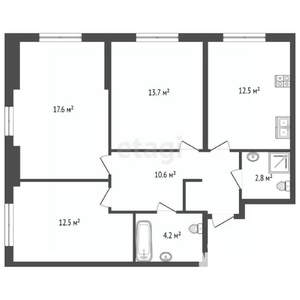 3-к квартира, вторичка, 91м2, 4/5 этаж