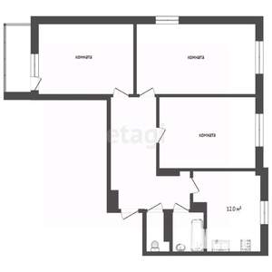 3-к квартира, вторичка, 82м2, 4/14 этаж