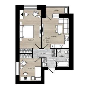 2-к квартира, вторичка, 58м2, 5/9 этаж