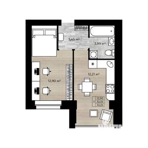 1-к квартира, сданный дом, 33м2, 1/10 этаж